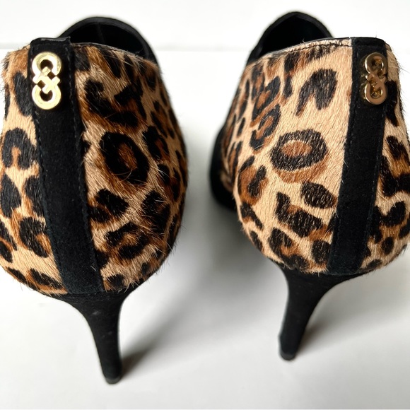 Cole Haan Raquel Suede & Calf-Hair Black and Leopard Print Heeled Ankle Bootie - Picture 6 of 10